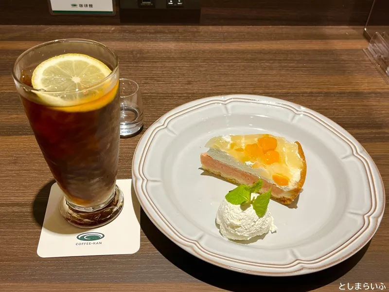 珈琲館 ケーキセットのタルトとアイスティー