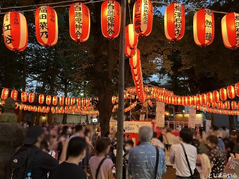 鬼子母神 盆踊り やぐら周辺