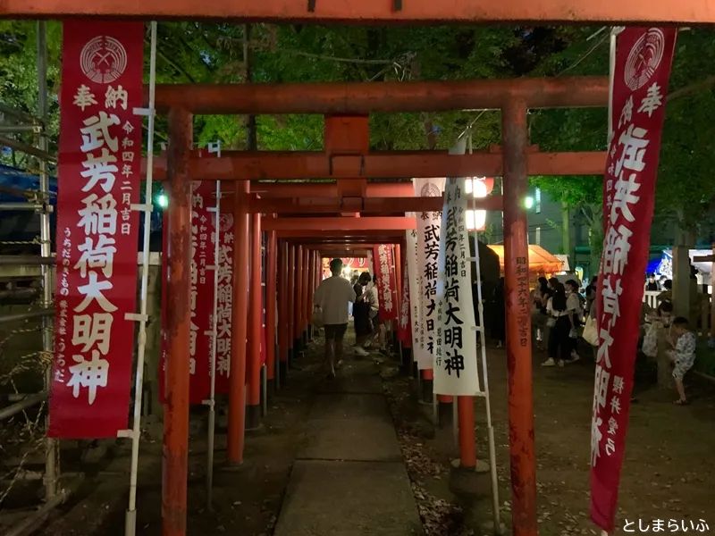 鬼子母神 夏市 夜の稲荷大明神