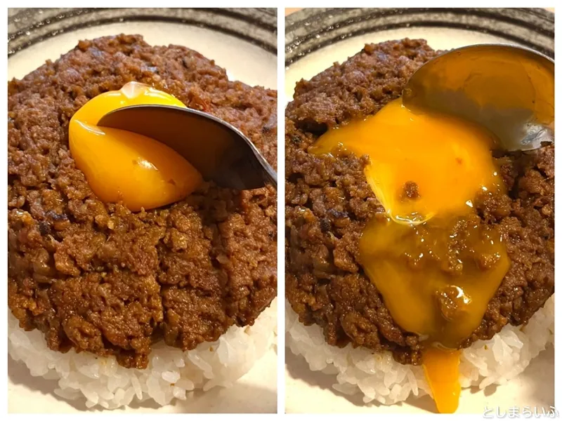 日曜日のタッキーマッキーカレー 月見キーマカレー卵